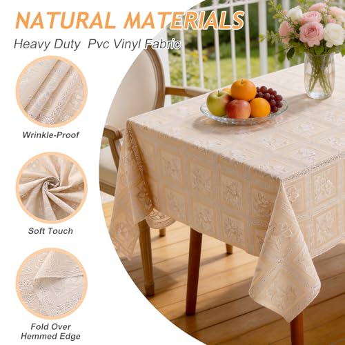Kaixinbao Waterproof PVC Vinyl Rectangular Tablecloth (Various Sizes & Patterns) - image 3