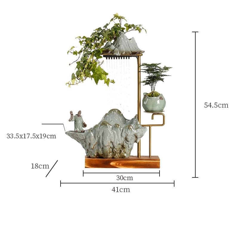 Fuente Decorativa de jardín, Fuente de Agua con Cascada, de cerámica, con función humidificadora, Rueda de Agua, Feng Shui Zen, decoración para salón, Dormitorio, Oficina