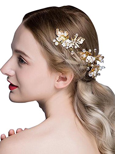 Gracewedding - Horquillas de pelo para novia de cristales brillantes, pack de 3