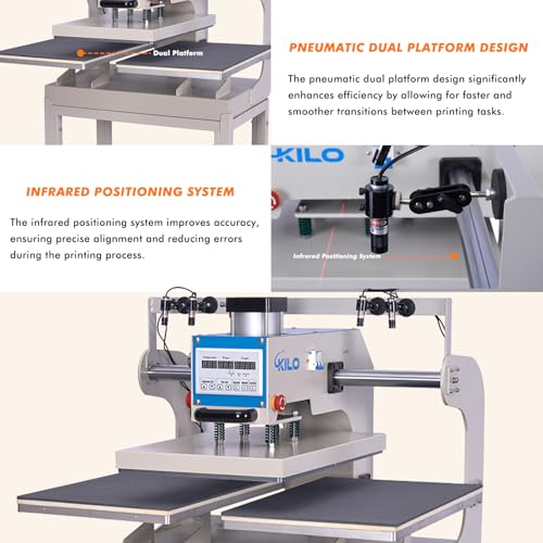 Ctospoato 6040F Heat Press Machine,16X24 Pneumatic Sliding Dual Platen Commercial Heat Press thumb #3
