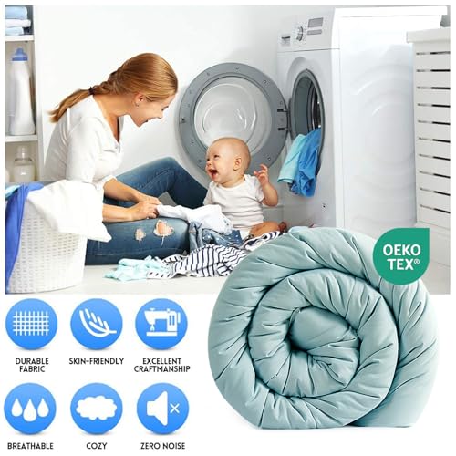 EASELAND Full Size Down Alternative Comforter - Quilted Duvet Insert for All Seasons, Soft Lightweight with Corner Tabs, Summer Winter Warm Bedding, Aqua 82×86 Inches