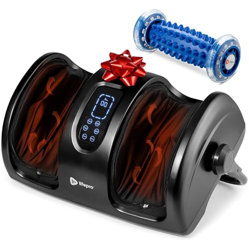 LifePro Foot Massager with Heat – Shiatsu Deep Kneading Foot and Calf Massager with Remote Control, Adjustable Settings & Bonus Roller Set