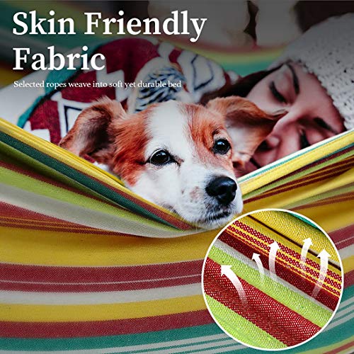 Zupapa Hammock With Stand 2 Person Heavy Duty, Portable Hammock With Stand For Outdoors, Adjustable Hammock Stand And Double Hammock With Carry Bag, 550 Lbs Capacity. (Green Red Yellow Stripe) #TOP3