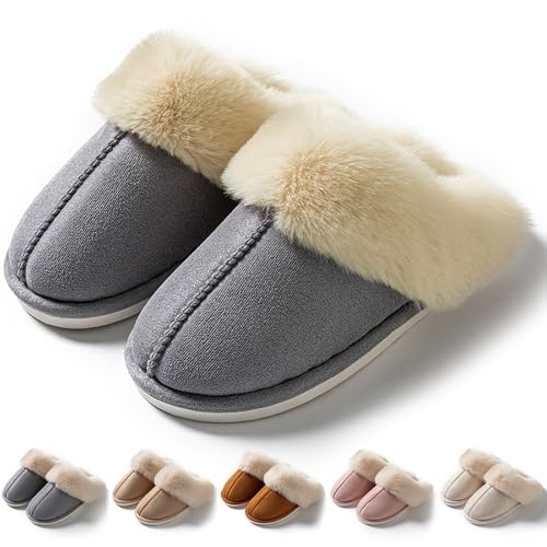 [Lavento] スリッパ 冬用 ルームシューズ モコモコ 【履くと瞬間暖かい・極厚裏パイル・極上のふんわり感】 スリッパ 室内 ルームシューズ 来客用 暖かい 防寒 保温 消臭 かわいい 低反発 滑り止め 厚底 洗濯可 男女兼用 (グレー, 大人, 23.0 cm, 長さ・寸法・重量（範囲）, 日本の靴のサイズ寸法, 24.0 cm)のサムネイル