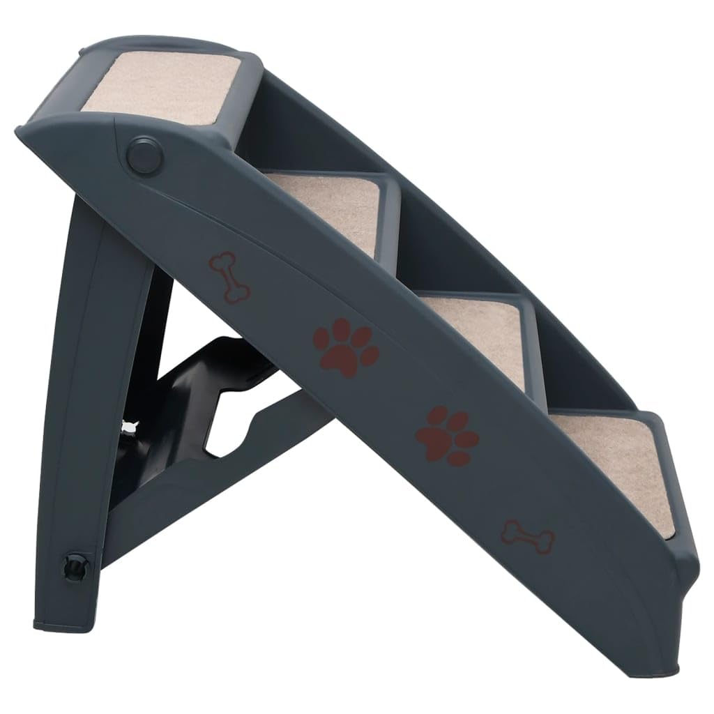 vidaXL Escalier Pliable à 4 Marches pour Chiens Gris Foncé Etape Animaux