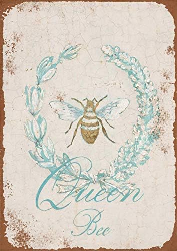 HAIMAX Queen Bee Tin Sign Vintage Look 16x12 inches Bar Wine Cellar Cafe Laundry Room Basement Decor Metal Signs