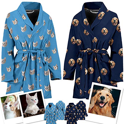 Custom Photo Pet Face Bathrobe - Personalize Dog Cat Faces Robe For Men And Women