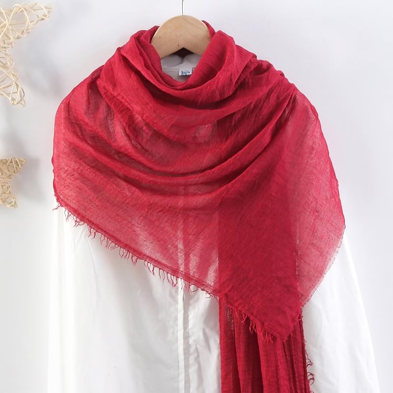Image of Crinkled PolyCotton Scarf for Women - 180 x 90 cm Stole for Women | PolyCotton Scarf for Summers, Head Cover for Women | Lightweight Scarf for Women | Women Accessory