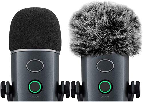 Mic Cover & Furry Microphone Muff Windscreen for Blue Yeti Nano, Ancable 2Pack Outdoor Mic Windscreen Pop Filter, MXL Microphone Cover Foam, Mic Foam Cover, Microphone Muffler, Mic Filter