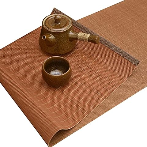 AWSAD Tischläufer Tischdecke Dekoration, Bambus Tischläufer Tischdecke, Bambus Teematte, Flach und Glatt Cover