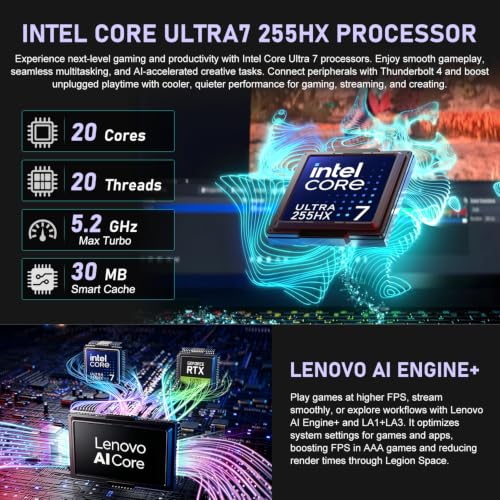 Image of PCONLINE Lenovo Legion 5i 15.1 inch Core Ultra 7 255HX & RTX 5070 Gaming Laptop | WQXGA 165Hz /1ms OLED Display, 64GB DDR5, 2TB SSD, 24-Zone RGB Backlit, Wi-Fi 7, 80Whr Battery