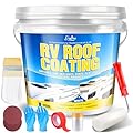 RV Roof Coating White - 1 Gallon Flexible RV Roof Sealant for EPDM, TPO, Fiberglass & Aluminum, Water-Based, Solar Reflective & Waterproof Elastomeric Roof Coating for RVs, Campers and Trailers
