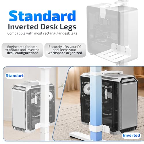 DEHAGLOBAL Soporte Abrazadera Bajo Escritorio para PC, Altura y Ancho Ajustables, Capacidad 50 lb, con Almohadillas Antideslizantes y Organizador de Cables para Escritorio de Pie (Blanco, 65mmx45mm) miniatura 6