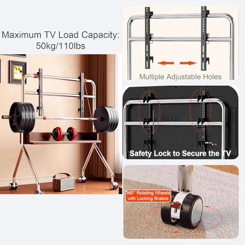 Soporte portátil para TV de 32-75 pulgadas con ruedas y ajuste de altura miniatura 5