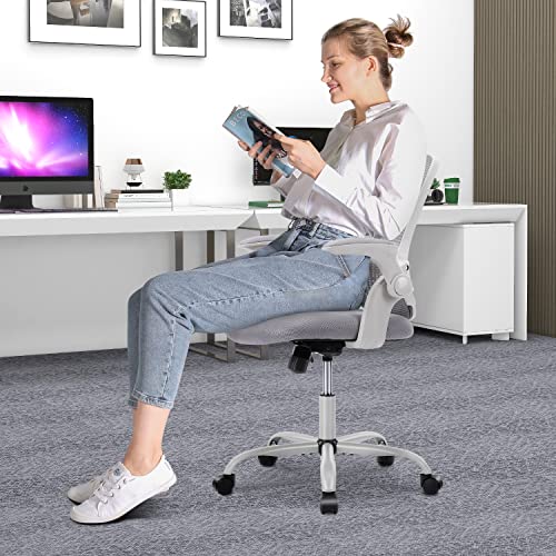 Office Chair, Home Office Chair Desk Chairs With Wheels, Ergonomic Office Chair Height Adjustable Computer Chair Mesh Office Chair Flip Up Arms,Swivel Rolling Chair Lumbar Support, Rock And Lock #TOP6
