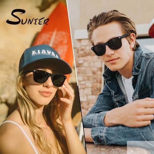 Sunier Polarized Sunglasses for Men and Women, Retro Square Matte Finish UV400 Protection Shades for Driving, Fishing - Image 2