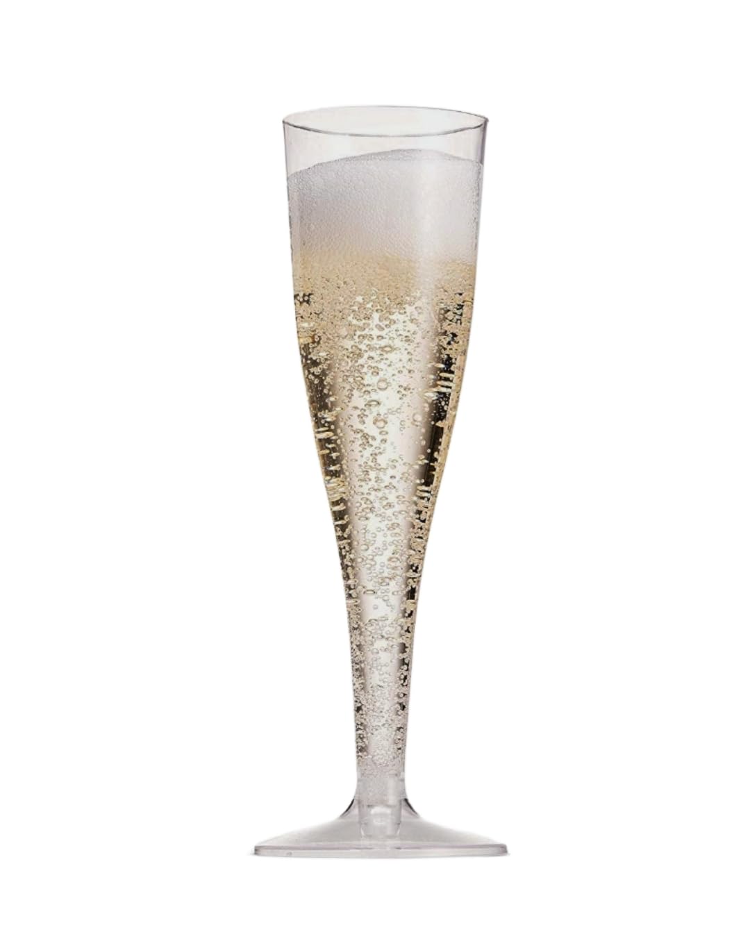 TemBe 100 copas de champán de plástico desechables, vasos de tostado de 5 onzas para decoración, bodas, cumpleaños, fiestas de despedida de soltera, calidad premium y reutilizables (transparente)