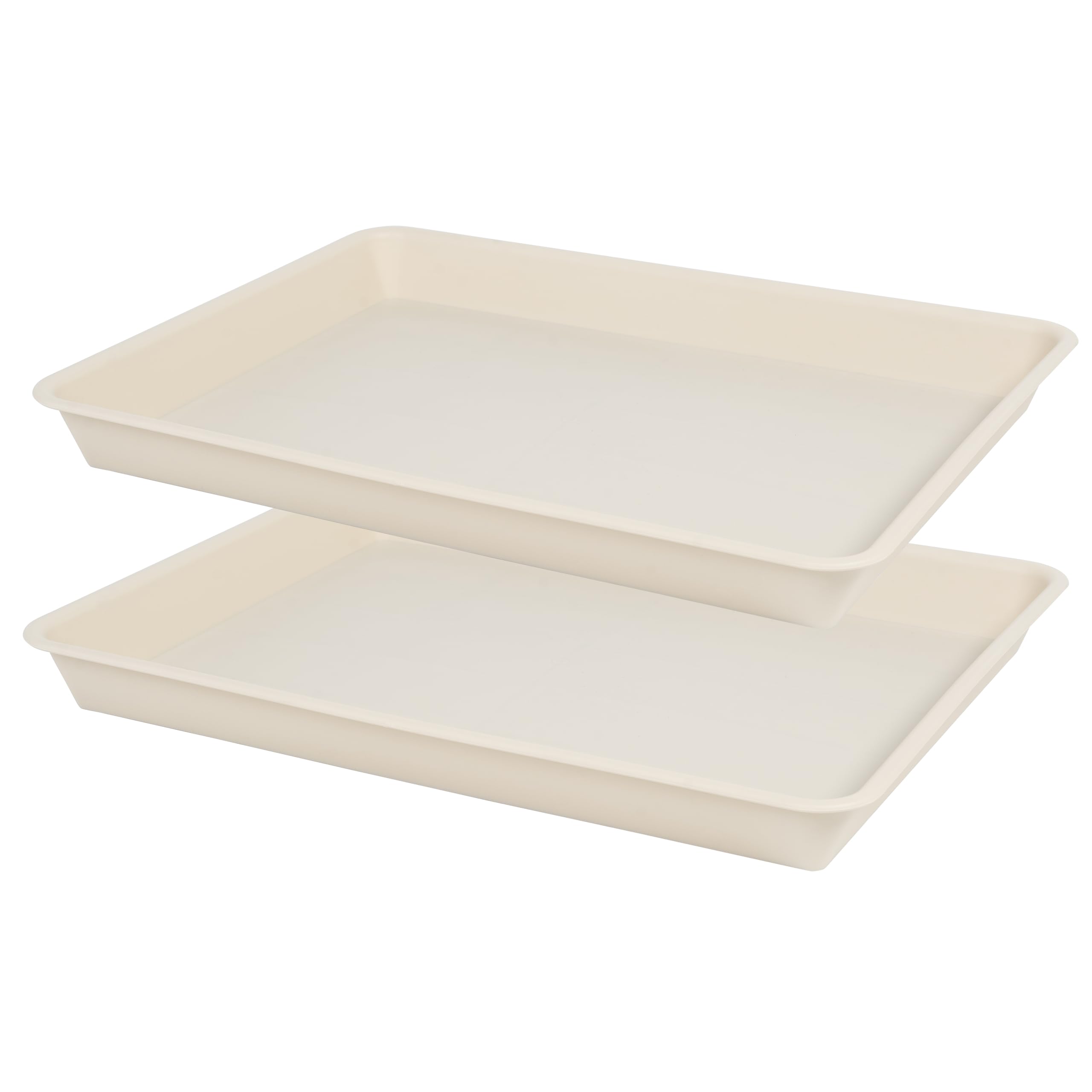 VUWEZ Rectangle Plant Tray, Plant Drip Tray, Plant Pot Saucers, Plant Germination Trays, Plant Saucers, 11'' x 9'' x 1.2'' (2 pack), Beige