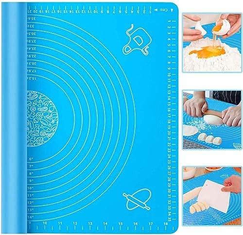 Image of Silicone Baking Mat | Non-Stick Roti Mat for Kneading Atta, Rolling Chapati, Fondant & Cake | Heat Resistant, Stretchable & Reusable | Kitchen Cooking Mat (50x40 cm, Blue)