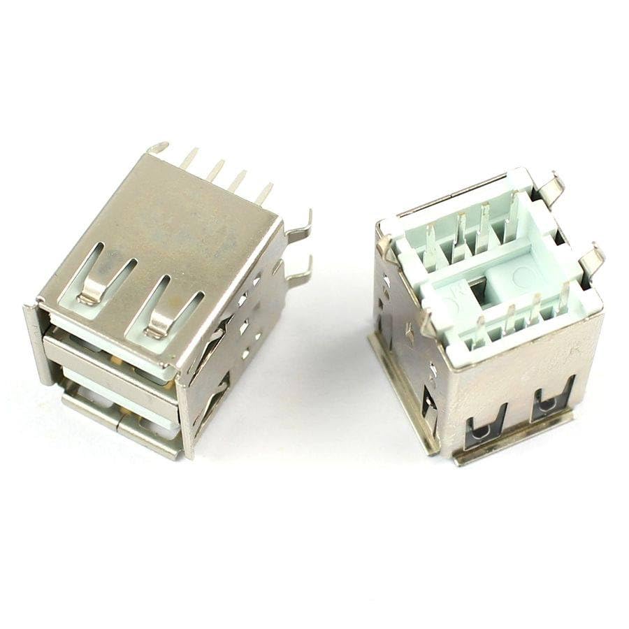 100 Pcs Dual USB Female 8 Pin Type-A DIP Socket Connector
