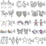 16 Estilos para elegir: estos bonitos aretes de perforación están diseñados en formas variadas, que incluyen unicornio, mariposa, estrella, elefante, gato, pez, dinosaurio, etc., con apariencias brillantes, vívidas y encantadoras, elegantes y exquisitas, que son fáciles para llamar la atención de los demás
