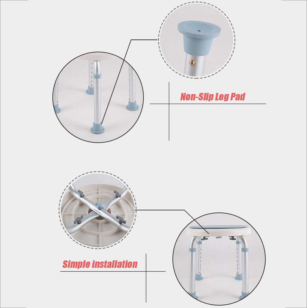 Asientos de Ducha para discapacitados Giratorio Redondeado Taburete de baño/Ducha Silla de bañera con Almohadilla Antideslizante para Las piernas Asiento Giratorio Ayuda de Movilidad para Ancianos