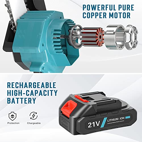 Image of Mini Chainsaw Cordless 6Inch, Peektook Chain Saw Electric Chainsaw Battery Saw with 2 2.0Amh Battery & 2 Chains, Small Chain Saw Electric Saw with Strong Motor for Tree Trimming, branches cutting
