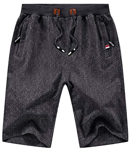 Kuyigo Men's Shorts Casual Classic Fit Drawstring Summer Beach Shorts Xxxl Dark Grey #TOP3