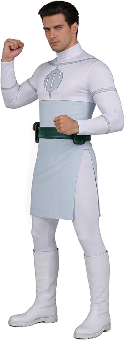 Invincible Cosplay Mark Grayson Costume Mark Grayson Jumpsuit White Bodysuit Onesie Adults Mens Halloween Outfits