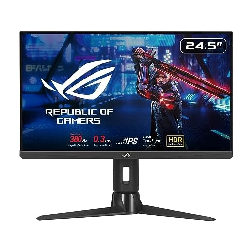 ASUS ROG Strix 380Hz 25” (24.5-inch viewable) 1080P HDR Esports Gaming Monitor (XG259QN) - 0.3ms, Fast IPS, FreeSync Premium, ELMB Sync, DisplayPort, HDMI, USB Hub, DisplayHDR 400, 3 Year Warranty