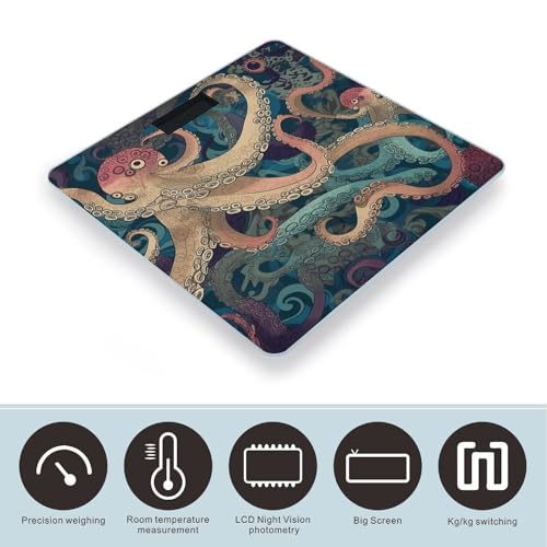 Báscula digital de baño Abstract Octopus Kraken alta precisión miniatura 3