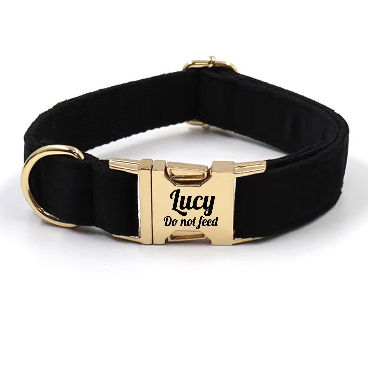 Personalized Soft Dog Collar, Laser Engraved Metal Buckle Dog Tag, Adjustable Through D-Ring, and Colors(Black,XL)