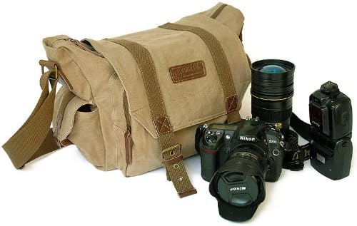 Courser Canvas DSLR Camera Messenger Shoulder Bag For Canon Nikon Pentax F1002 Yellow