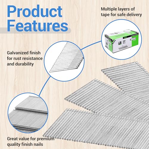 Meite 15GDA212 15 Gauge Angled Finish Nails, 2-1/2-Inch 34 Degree Angled Galvanized Finishing Nails For Nailer Guns thumb #2