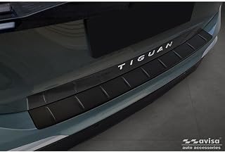 Avisa Matt Black Stainless Steel Rear bumper protector compatible with Volkswagen Tiguan (CT1) 2024- 'Ribs'