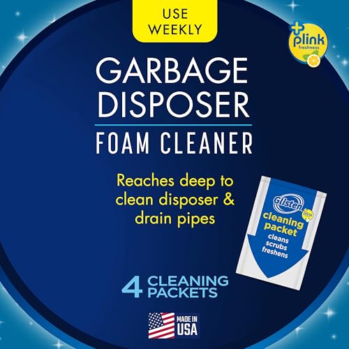 Glisten Garbage Disposer Cleaner and Freshener, Sink Disposal Odor Eliminator with Foaming Action, Lemon Scent, Made in the USA, 4 Packets