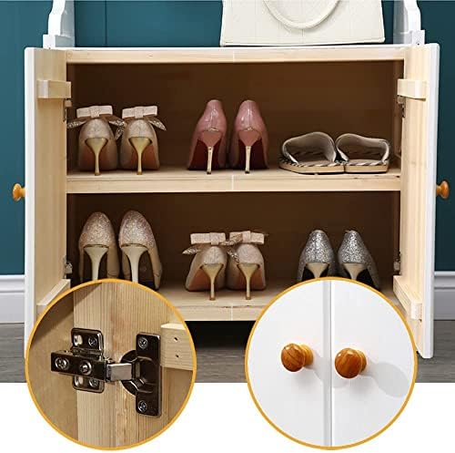 3 in 1 Entryway Hall Tree with Shoe Bench, Multi-Functional Wood Coat Rack with 5 Hooks & 2 Tier Storage Shelf, Space-Saving Solution for Hallway, Bedroom & Office