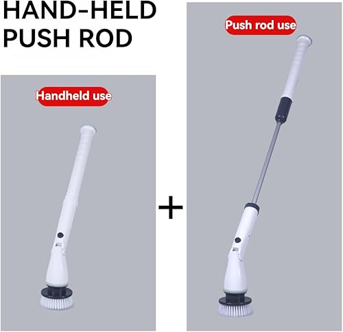 Miniatura 3 de Limpiador eléctrico giratorio, cepillo de limpieza inalámbrico con 3 cabezales de cepillo reemplazables, mango ajustable y desmontable, impermeable,