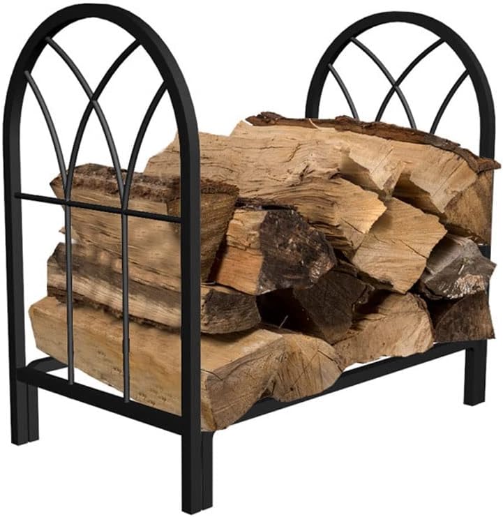 Firewood Rack for Indoor and Outdoor Heavy Duty Metal Wood Storage Rack for Fireplace Black 120cm Log Storage Organizer,Black-58cm (Black 58cm)