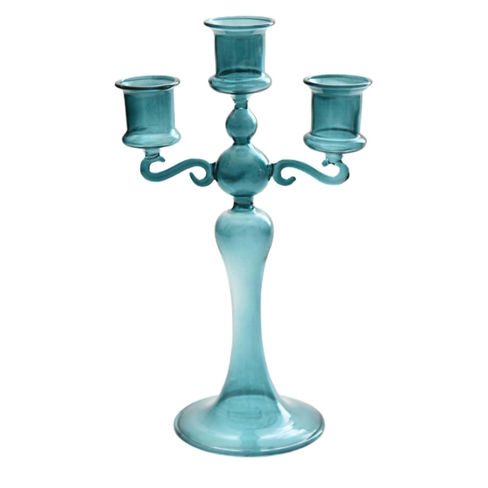 Portacandele A Tre Bracci – Supporto In Cristallo, Base Traslucida | Elegante Decorazione Per La Tavola Delle Feste, Raffinato Elemento D'arredo Per Ricevimenti(A)