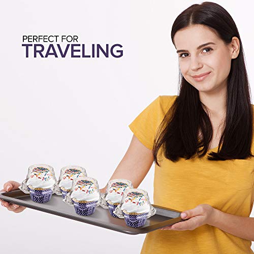 Stock Your Home Individual Plastic Cupcake Containers Disposable With Connected Airtight Dome Lid (50 Count) Clear Single Cupcake Container, Bpa Free #TOP4