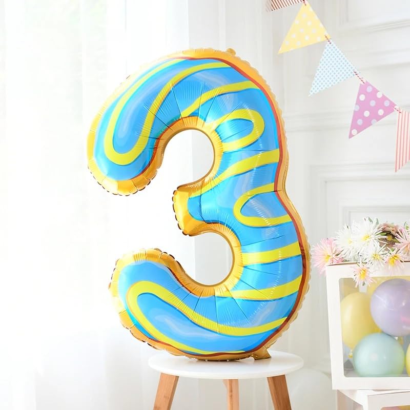 Atpata Funky Donut Candy Theme 34 Inch Number Shape Foil Balloons - Ideal for Birthdays & Celebrations - Vibrant 0 to 9 Numbers - Durable & Self-Sealing Party Decor Balloons (3)-image-32