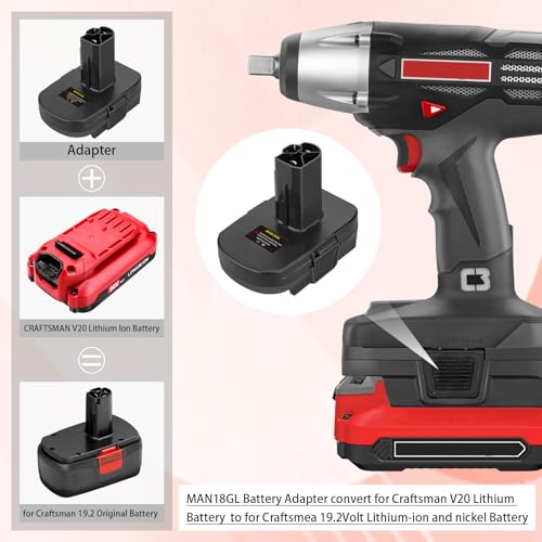Craftsman 20V to 19.2V Battery Adapter Compatible with V20 Lithium Batteries and Old Style Cordless Tools