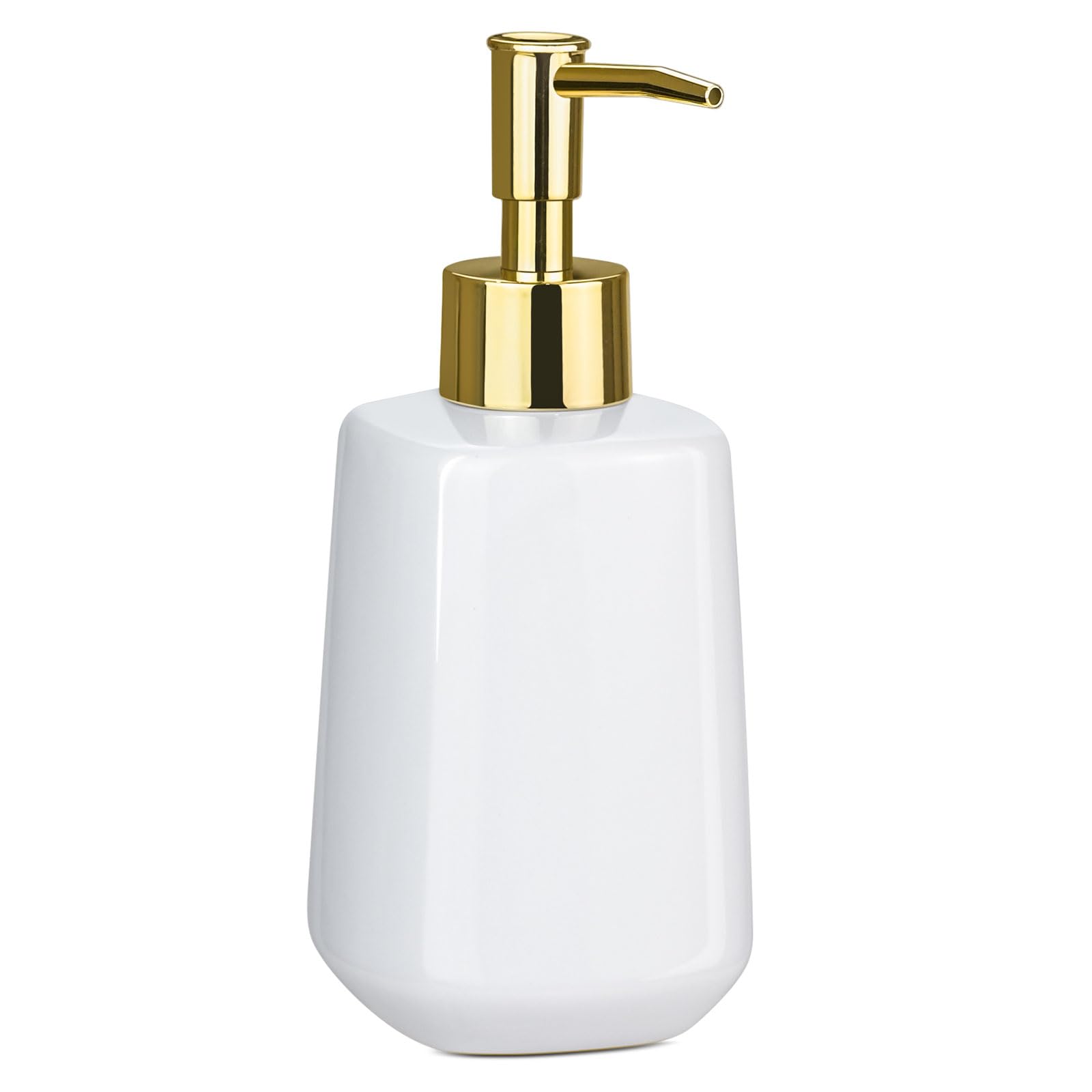 Soap Dispenser, 300ml Ceramic Liquid Dispenser Refillable Hand Lotion Pump Bottles Shampoo Conditioner Shower Gel Dish Detergent Storage Container for Bathroom Countertop Kitchen Laundry Room, Square
