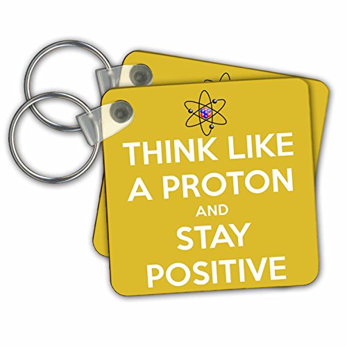 Think Like A Proton porte-clés jaune 5,7 x 11,4 cm un cadeau original de lot de 2