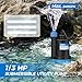BTAEGH 1/3 HP Submersible Water Pump 2400GPH Small Sump Pump Thermoplastic Electric Portable Transfer Utility Pump Clean for Swimming Pool Basement Garden Pond