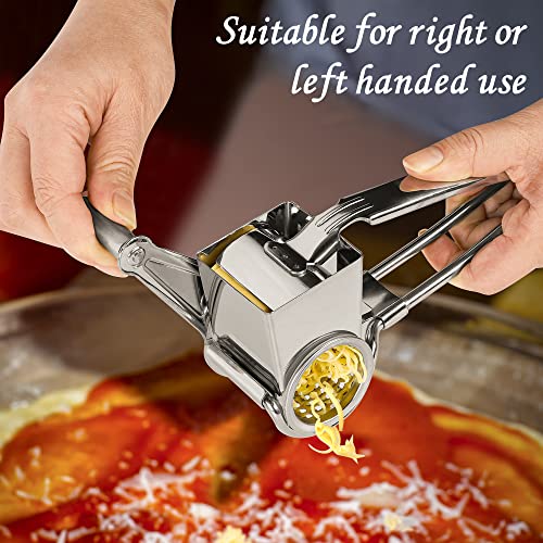 Madebygnl Stainless Steel Hand Held Rotating Grater, Easily Use Hand Crank Rotary Shredder Grinder Or Slicer For Grating Hard Cheese Chocolate Nuts Parmesan And More #TOP2