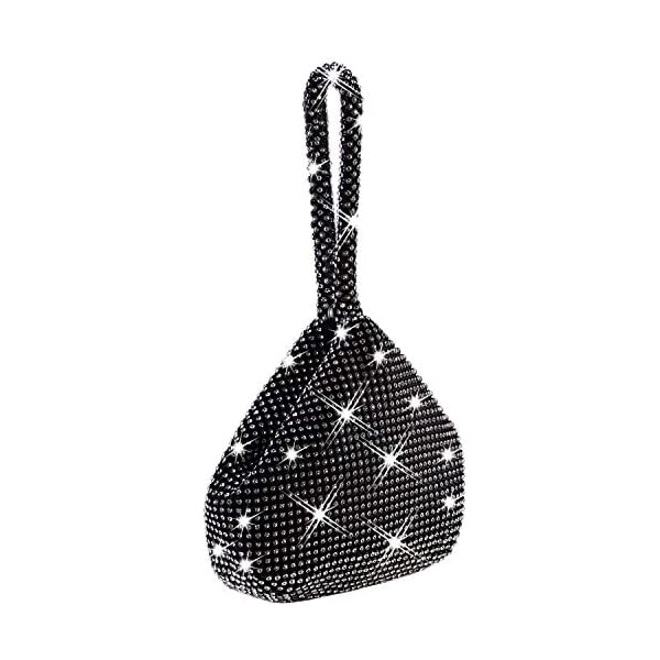 Crownguide Women's Vintage Evening Bags Clutches Bling Beaded Wedding Party Gowns Formal Prom Purses Handbags With Wristlet Black - Image 4
