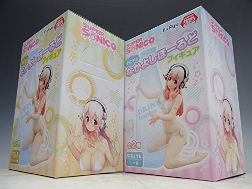 Drink Holder Figure Super Sonico Nakayoshi Gold & White Set Furyu Japan