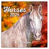 NOTIQUE Calendrier mural chevaux 2025 - Avec calendrier mensuel - Calendrier brochure - Calendrier animaux - 30 x 30 cm (30 x 60 cm ouvert)